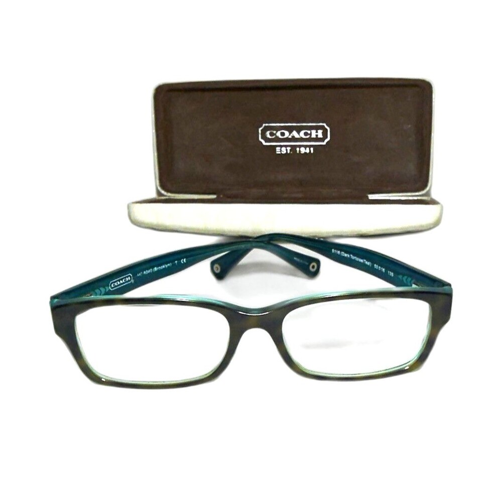 Coach Brooklyn HC 6040 Teal Tortoise Eyeglass Frames 50-16-135 and Coach Case